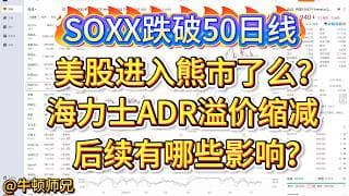SOXX跌破50日线，美股进入熊市了么？海力士ADR溢价缩减，后续有哪些影响？