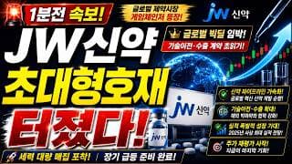 [JW신약 주가전망]🟢1분전속보 초대형호재 주주님들 필수시청! #JW신약 #JW신약주가 #JW신약주가전망