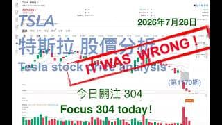 TSLA 特斯拉 股票价格走势的分析 2026年7月28日（第1170期） #Tesla #K线技术分析