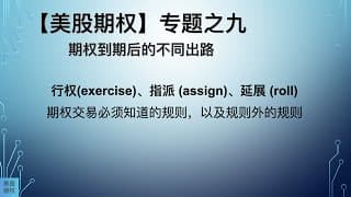 【美股期权】专题之九，(行权、被行权、延展) (剪辑版)
