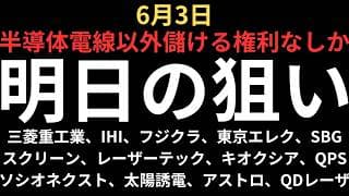 【半導体電線以外儲ける権利なしか】チャートで見る明日の注目銘柄｜三菱重工業、IHI、フジクラ、東京エレク、SCREEN、SBG、レーザー、キオクシア、ソシオ、太陽誘電、アストロ、QPS、QDレーザ