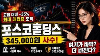 [포스코홀딩스 주가 전망] 34만원 깨지면 32만원? 이 자리 바닥인가? 던질까? #포스코홀딩스