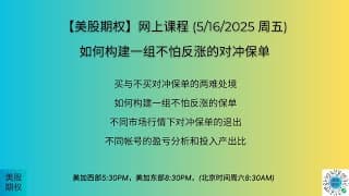 【美股期权】5/16/25回放：如何构造一组不怕反涨的对冲保单