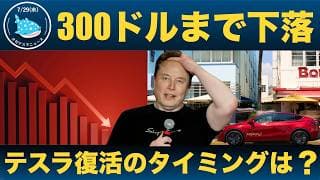 【衝撃】株価300ドル台へ急落！！テスラ復活のタイミングはいつ?