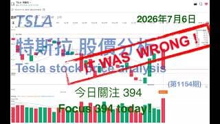 TSLA 特斯拉 股票价格走势的分析 2026年7月3日（第1154期） #Tesla #K线技术分析