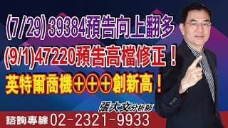 (7/29)39384預告向上翻多(9/1)47220預告高檔修正！英特爾商機⊕⊕⊕創新高！【華爾街大師 倫元投顧分析師張大文】20260902