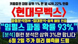 《파동분석의神》 현대무벡스 "임펄스 파동 확률 93% 이런 분석은 최상위 3%만합니다. 6월 2일 주가 미리 예측해 드림