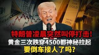 深度揭秘！特朗普凌晨突然叫停对朗子打击绝非偶然！黄金三次跌穿4500美元都被神秘资金拉起，背后藏着华尔街精心布局三个月的惊天阳谋！#黄金#白银