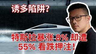 特斯拉暴涨 8% 却遭 55% 看跌押注！诱多陷阱？