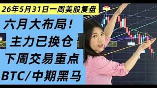 5月31日一周美股复盘，6月行情关键节点！主力重点关注这些个股与板块（含BTC）；下周交易关键点及主力重点；BTCUSD比特币；SPY标普；重点个股走势技术分析；交易心得分享等