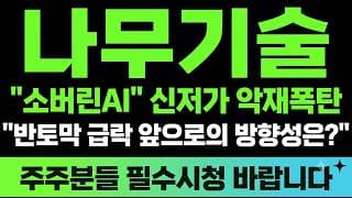 [나무기술 주가전망] (긴급) "소버린AI" 신저가 악재폭탄 반토막 급락 앞으로의 방향성은?