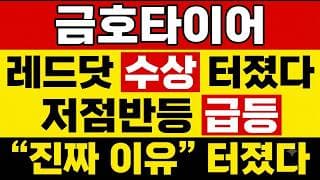 [금호타이어 주가 전망] 레드닷 호재, 저점반등 급등 "진짜 이유" 터졌다? 금호타이어 주주님들, 이 반등 아직 끝났다고 보면 안 됩니다.