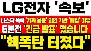 [LG전자 주가전망][단독]💥와...이거 진짜 크다! 나스닥 폭락 또 음봉...? 외인 기관 매집한 이! 하락 구간이 기회! 흔들리지마라! #완벽대응