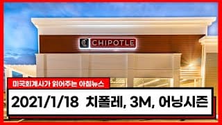[미국회계사의 미국주식 뉴스] 2021/1/18 오늘의 뉴스 : 치폴레(CMG), 3M(MMM), 어닝시즌, 지난 주 하락한 주식(JPM, WFC, C, XOM)