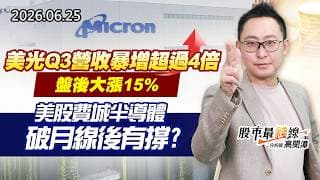 20260625《股市最錢線》#高閔漳”美光Q3營收暴增超過4倍，盤後大漲15%””美股費城半導體破月線後有撐？？”
