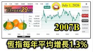 第2007B集 [恆指每年平均增長1.3%] 我們走過29年，恆指卻只升6500點，到底我們做錯了什麼呢？點解個回報率咁低？我們還有21年，照咁嘅增長速度，2047，恆指都未到三萬點，真係迷失50年？