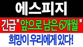 [에스피지 주가전망] 💥집중💥긴급 "앞으로 남은 6개월" 희망이 우리에게 있다!  #에스피지 #에스피지주가 #에스피지전망