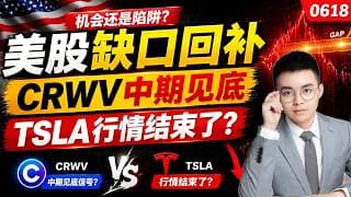【tsla  股票】特斯拉反弹受阻，趋势转下跌？CRWV本周止跌，中期低点成立！美股缺口回补，低点会出现吗？｜ tsla 技术分析 ｜ btc 加密货币｜ crwv 股票