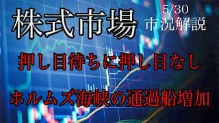 5/30【米国市場】押し目待ちに押し目なし！ホルムズ海峡の通過船増加！