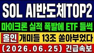 [SOL AI반도체TOP2플러스 전망] 속보🚨 개미들 13조 쏟아부었다. 마이크론發 슈퍼사이클 직격 앞으로의 전망 및 대응타점 총공개