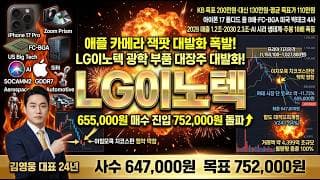 [LG이노텍 주가 전망] 애플 카메라 잭팟 대발화 폭발! KB 200만원 아이폰 17 폴디드줌 카메라 대장주 매수 변곡 자리 저점 매집 #LG이노텍목표가 #LG이노텍
