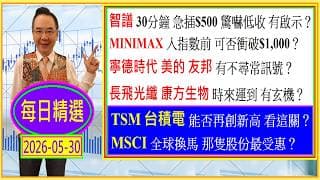智譜 30分鐘 急插$500 驚嚇低收 有啟示？🧐/MINIMAX 入指數前 可否衝破$1,000？🌟/寧德時代 美的 友邦 不尋常訊號🚦/長飛光纖 康方生物 時來運到 有玄機😍/2026-05-30