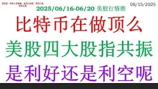 比特币在做顶么，美股四大股指共振是利好还是利空呢