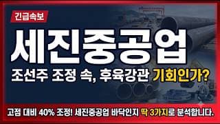 [세진중공업 주가전망] 고점 대비 반토막 난 지금 이 하락, 바닥이냐 더 빠지냐 딱 세 가지로 짚습니다#세진중공업 #세진중공업주가 #세진중공업전망