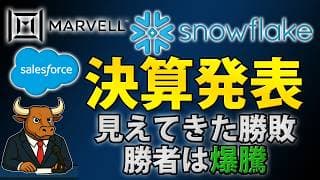 SNOW・CRM・MRVL｜スノーフレーク株・セールスフォース株・マーベル株決算｜AI相場で明暗分かれる