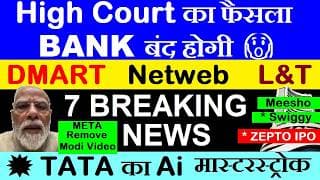 DMART📉🔴Tata Ai News🎆Meta Remove Modi Video🔴Netweb🔴L&T🔴Meesho🔴Swiggy🔴High Court on Paytm Payment Bank