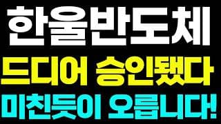 [한울반도체 주가전망]🚨드디어 승인 초대형호재 !! 주주님들 필수시청!! #한울반도체 #한울반도체주가 #한울반도체주가전망