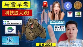 KS看股 | 马股 KLSE BURSA 早盘 分享 | 8-6-2026 | 科技股大跌! | MI EG GREATEC DUFU UNISEM UWC FRONTKN