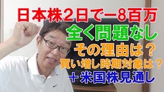 日本株２日でマイナス８百万も全く問題なしの理由。買い増しの時期と対象。