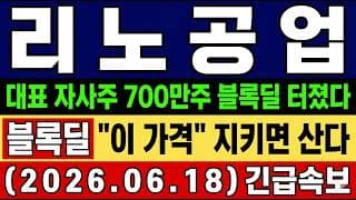 [리노공업 주가 전망] 속보🚨 대표 자사주 700만주 블록딜 터진 폭락흐름! "이 가격" 지키면 산다…! 타점 및 대응 총공개