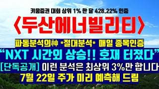 《파동분석의神》 두산에너빌리티 "NXT 시간외 상승!! 호재 터졌다" [단독공개] 이런 분석은 최상위 3%만 합니다 7월 22일 주가 미리 예측해 드림