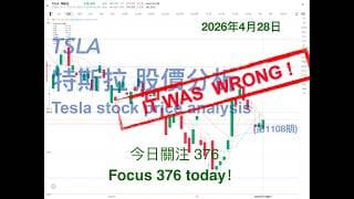 TSLA 特斯拉 股票价格走势的分析 2026年4月28日（第1108期） #Tesla #K线技术分析