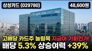 [삼성카드] 고점 대비 30% 하락, 배당수익률 5%대의 힘 - 배당 노리고 담아볼까? #삼성카드