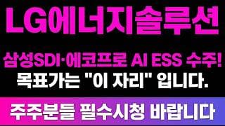 [LG에너지솔루션 주가 전망] (긴급) 삼성SDI·에코프로 AI ESS 수주! 목표가는? "이 자리" 입니다.