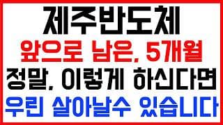 [제주반도체 주가전망] 💥집중💥앞으로 남은 5개월! 결국, 이렇게 해야지만 우리 살아날수 있습니다!