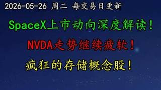 美股 空头再度铩羽而归！SpaceX上市动向深度解读！NVDA走势继续疲软！疯狂的存储概念股！MU继续大爆涨！TSLA、ARM、AMD、TSM、NVAX、CRCL、COIN、INTC