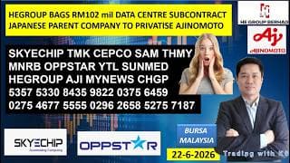Daily KLSE BURSA UPDATE | 22-6-2026 | HEGROUP BAGS RM102 mil  SUBCONTRACT | SKYECHIP TMK THMY SUNMED
