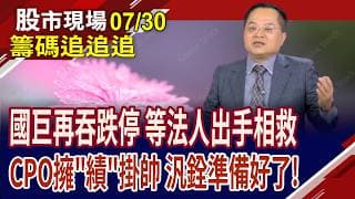 小摩:韓股去槓桿近尾聲!981A手上仍有國巨 再跌停有救嗎?CPO將從商機,轉化為業績 誰可逢低布局?｜20260730(籌碼追追追)股市現場*鄭明娟(李冠嶔)