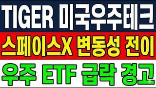 [TIGER 미국우주테크 주가 전망] (주의보) 스페이스X 변동성 전이 우주 ETF 급락 "그 자리" 위태롭다.. 더 빠지나?!