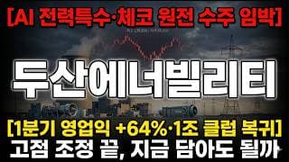 [두산에너빌리티 주가 전망] AI 전력특수·체코 원전 수주 임박, 고점 조정 끝일까 #두산에너빌리티주가전망 #두산에너빌리티목표가 #두산에너빌리티