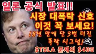$TSLA 세력들 추가 이탈! / 18년 만에 단 3번 터진 폭락 시그널! 이번에도 역사 반복되나? / 전기차 수수료 지불 / 일론 머스크 항소 / 테슬라 투자