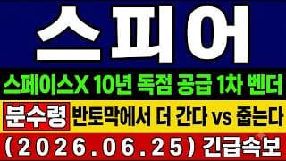 [스피어 주가 전망] 속보🚨 스페이스X 1차 벤더에 무슨 일이? "진짜 이유"…는? 반토막에서 더 간다? 줍는다?