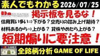 【全銘柄分析】7777 スリー・ディー・マトリックス！保有なら掲示板毎日見ないで！材料あるから上がる？信用買い多い上がらない？空売りの踏み上げ？貸株やめたら上がる？短期煽りに注意！【20260725】