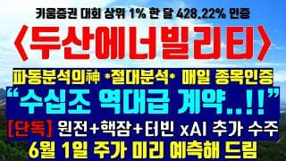 《파동분석의神》 두산에너빌리티 "수십조 역대급 계약..!!" [단독] 원전+핵잠+터빈 xAI 추가 수주 6월 1일 주가 미리 예측해 드림