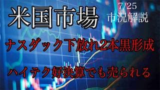 7/25【米国市場】ナスダック下放れ2本黒形成！ハイテク株好決算でも売り圧力収まらず！