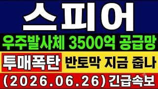 [스피어 주가 전망] 속보🚨 "우주발사체 3,500억 공급망 잡았다" 니켈 340억 베팅 투매폭탄! 반토막 지금 주워야하나?